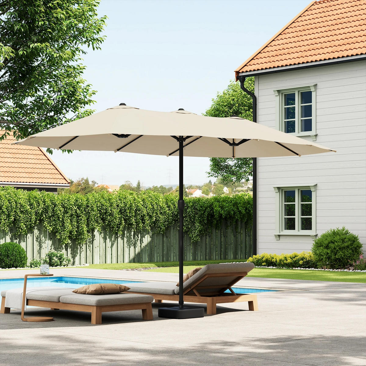 SONNENSCHIRM Kurbel Beige 450x267 cm - Beige, Textil/Metall (450/267cm) - Kaket