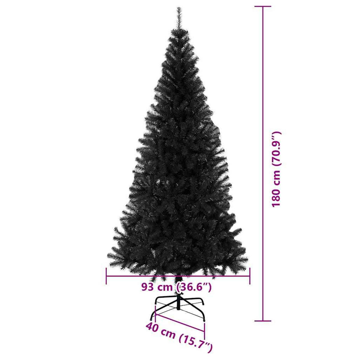 WEIHNACHTSBAUM 93/93/180 cm Schwarz PVC - Schwarz, Kunststoff (180cm) - vidaXL