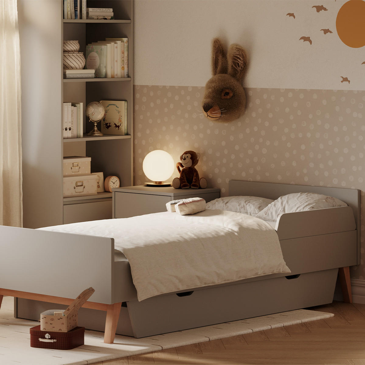 POSTEL 90/200 Swing Šedá a dřevo - šedá, kompozitní dřevo (90/200cm) - Petits-meubles