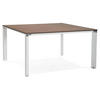 SCHREIBTISCH Minimalistisch Chromakzente Quadratisch KERIX, Braun-Weiß 140x140x74,5 cm - Braun/Weiß, Holz/Metall (140/140/75cm) - KADIMA DESIGN