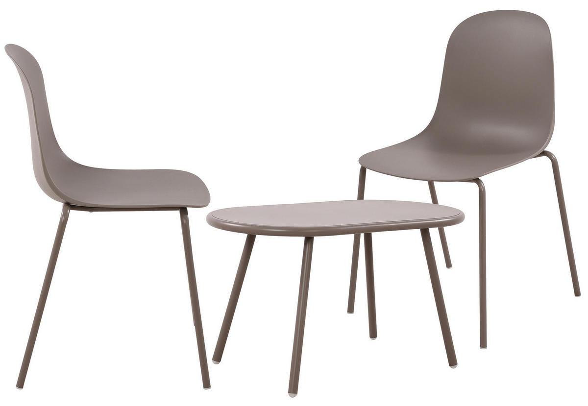 GARTENSITZGRUPPE Kunststoff Taupe (3-teilig) - Taupe, Kunststoff - CLP