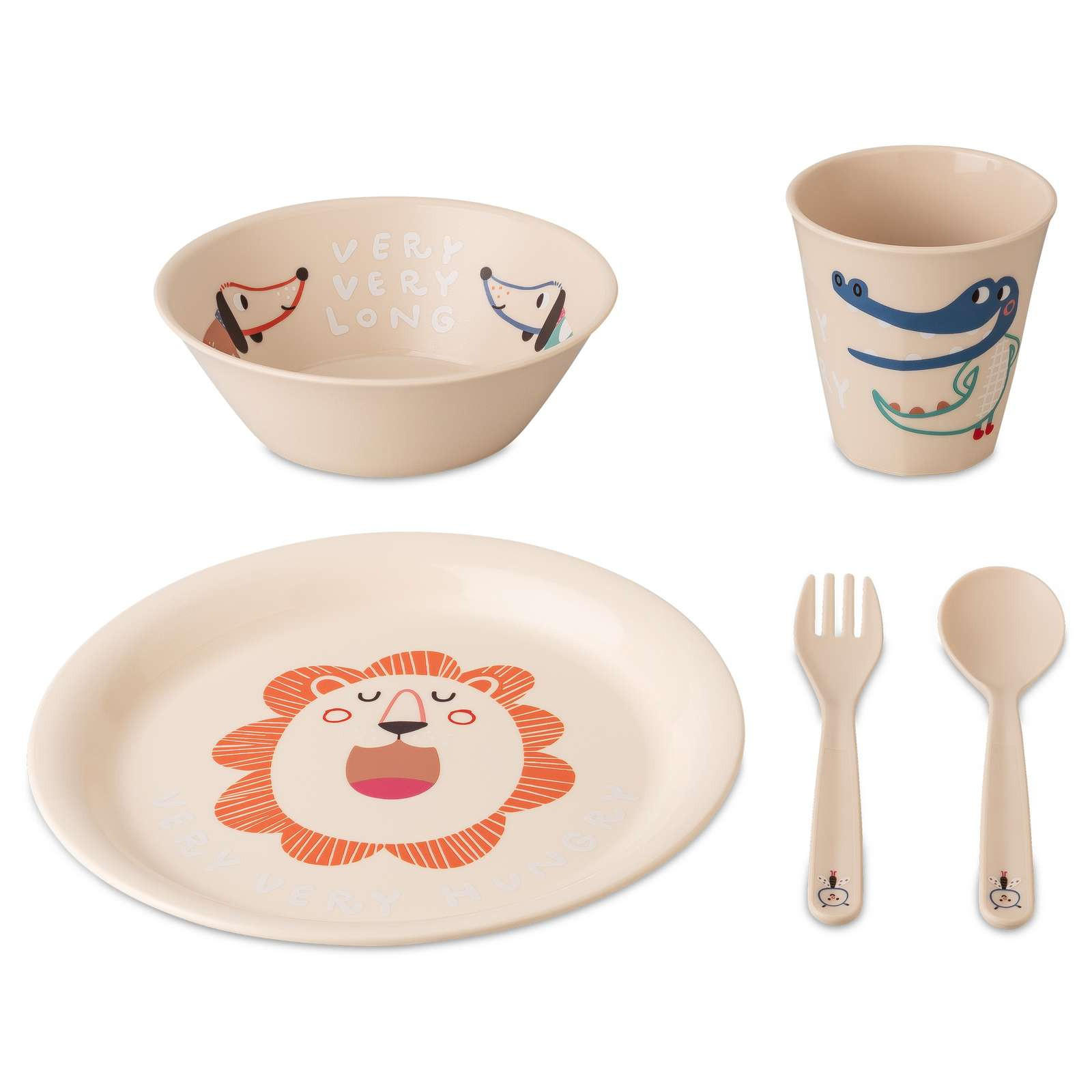 KINDERGESCHIRR-SET Hop On At Home 4-teilig - Beige, Kunststoff (1/1/1cm)