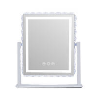 SCHMINKSPIEGEL mit LED Lichtleiste, rundum mit Strasssteinen besetzt, weiß, 25/30 cm - Weiß, Metall (25/30/3cm) - VANITII