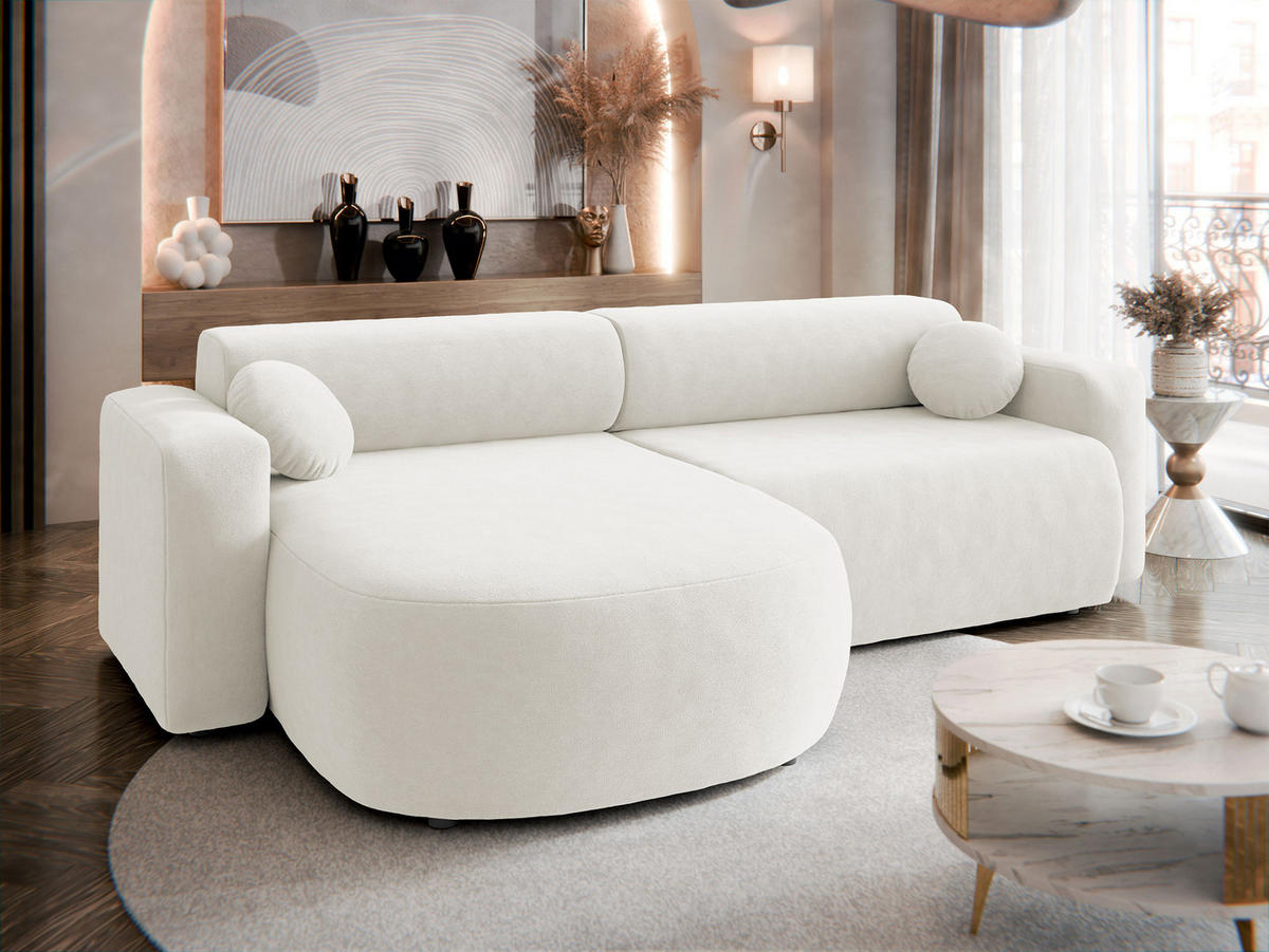 ECKSOFA Nicelo - Creme/Schwarz, Holz/Kunststoff (252/150cm) - MIRJAN24