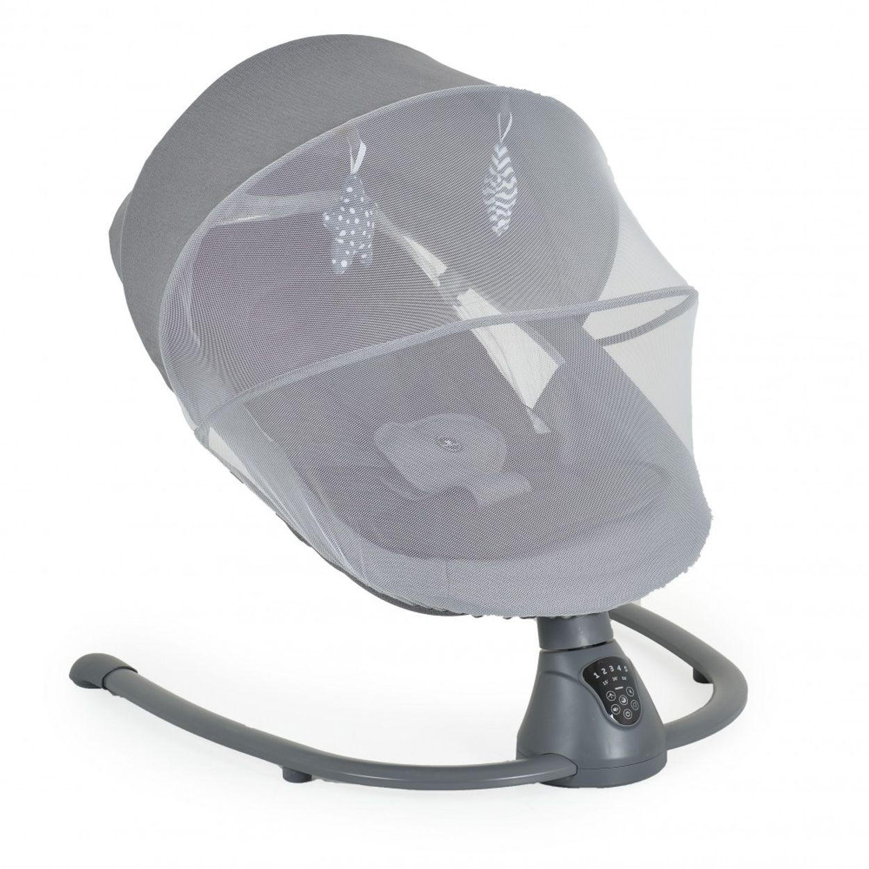 BABYWIPPE Zara dunkelgrau Moskitonetz, Fernbedienung, USB-Anschluss, 5-Punkt-Gurt, 12 Melodien - Grau, Metall - Cangaroo