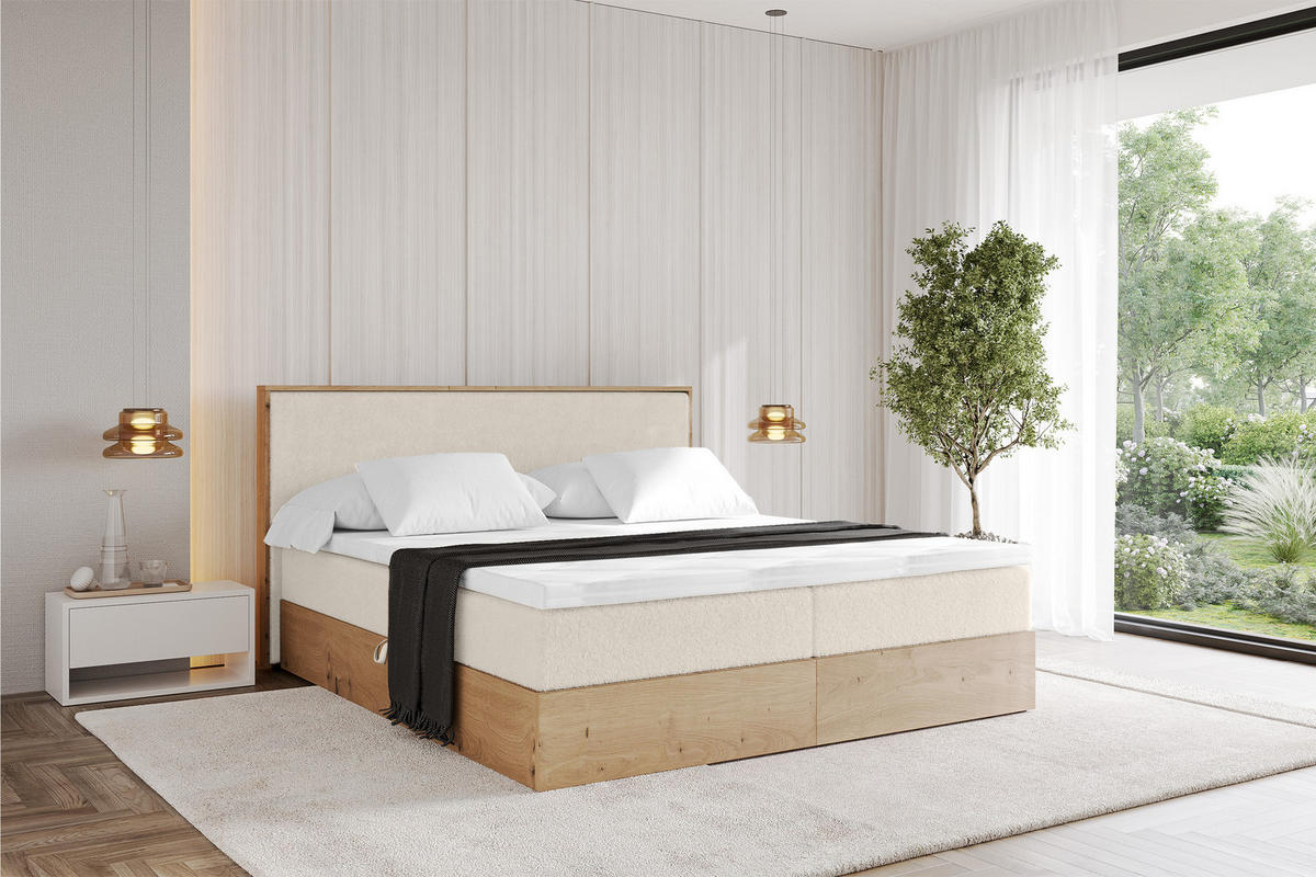BOXBETT LOLLI9 - 200x200 - H3 Hellbeige - Sandfarben, Holzwerkstoff (200/200cm) - ALTDECOR