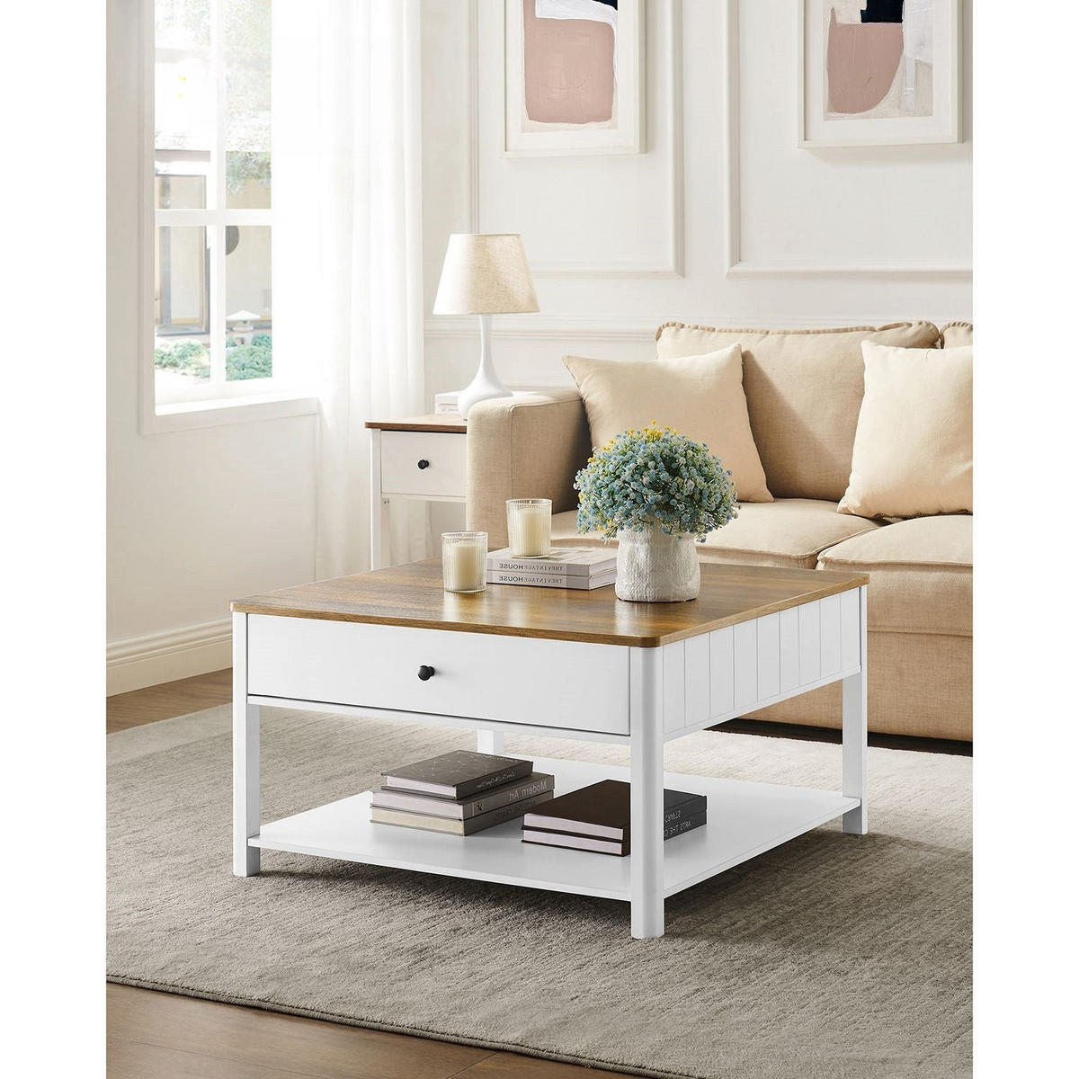 COUCHTISCH BISSAU - Weiß, Holzwerkstoff (80/80/45cm) - Hansiro