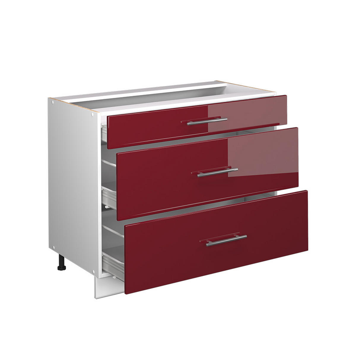 KÜCHENUNTERSCHRANK Fame-Line, Bordeaux Hochglanz/Weiß, 100 cm, AP Anthrazit - Bordeaux/Weiß, Holzwerkstoff (100/82/60cm) - Vicco