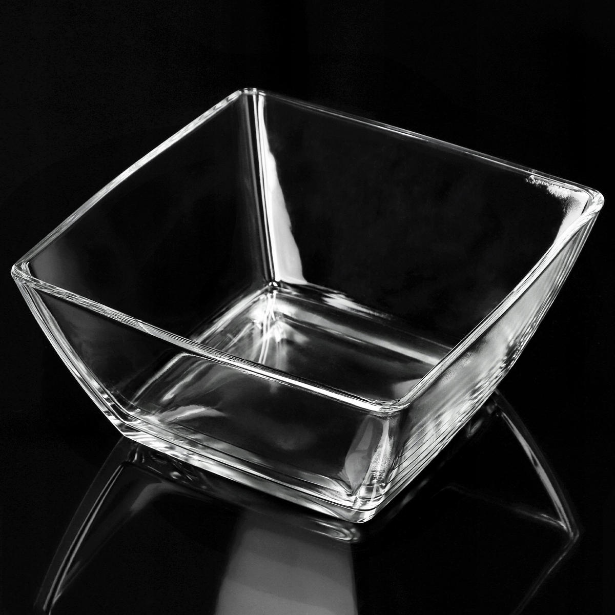 SALATSCHÜSSEL, Quadratisch, 19 cm, 2 Stück - Transparent, Glas (19cm) - KADAX
