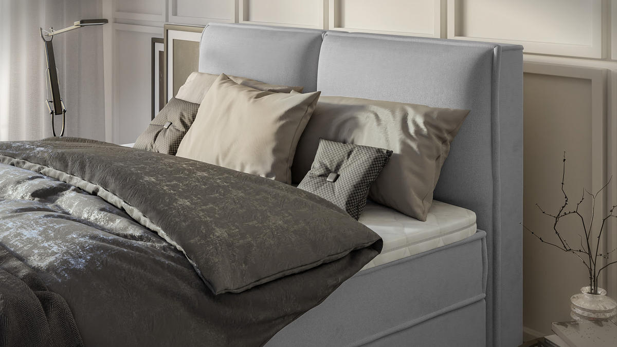 BOXBETT Eclipse 160/200 cm Grau Luxusmicrofaser - Schwarz/Grau, Holz/Kunststoff (160/200cm) - S-Style Möbel