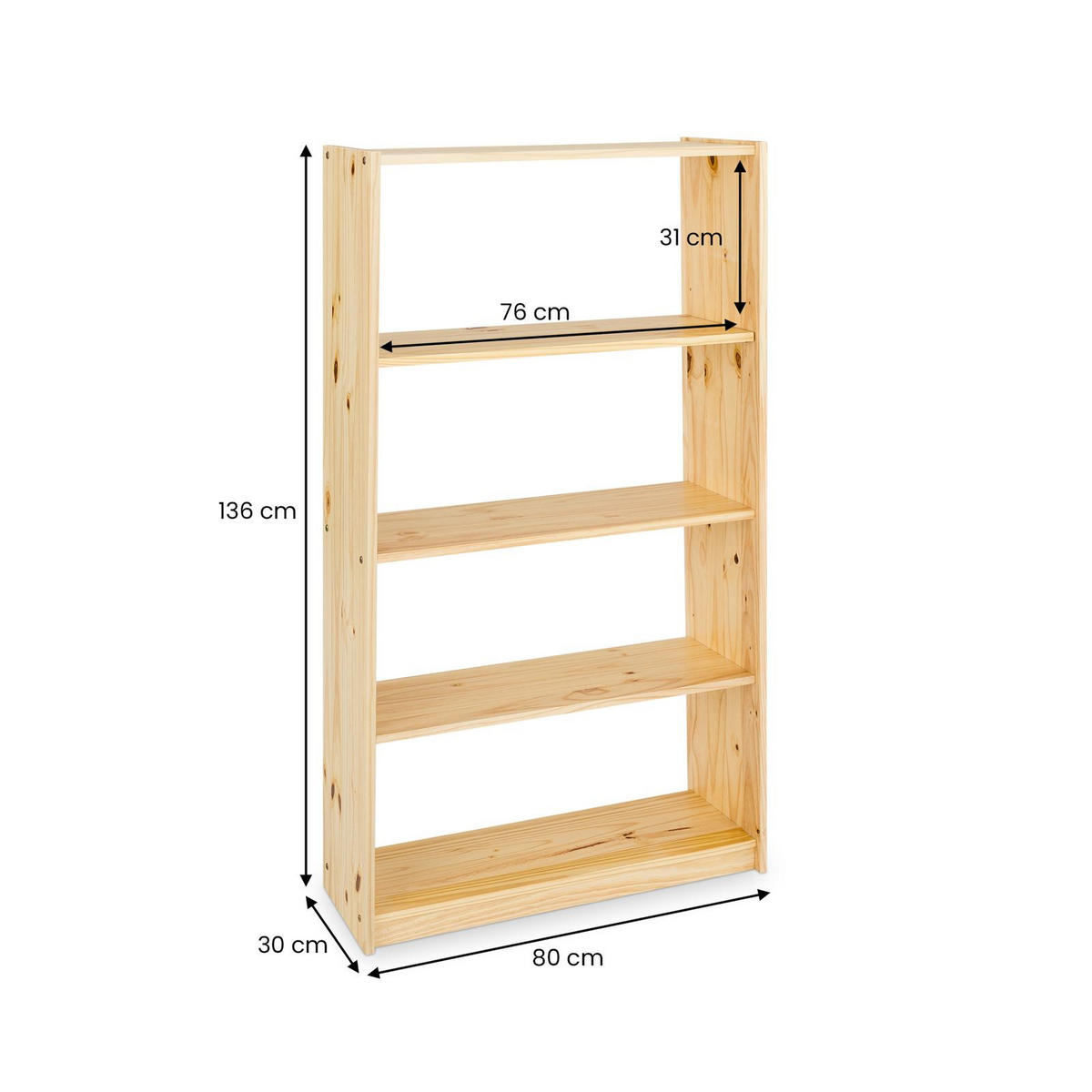 STANDREGAL STANDREGAL - Naturfarben, Holz (80/136/30cm) - IDIMEX