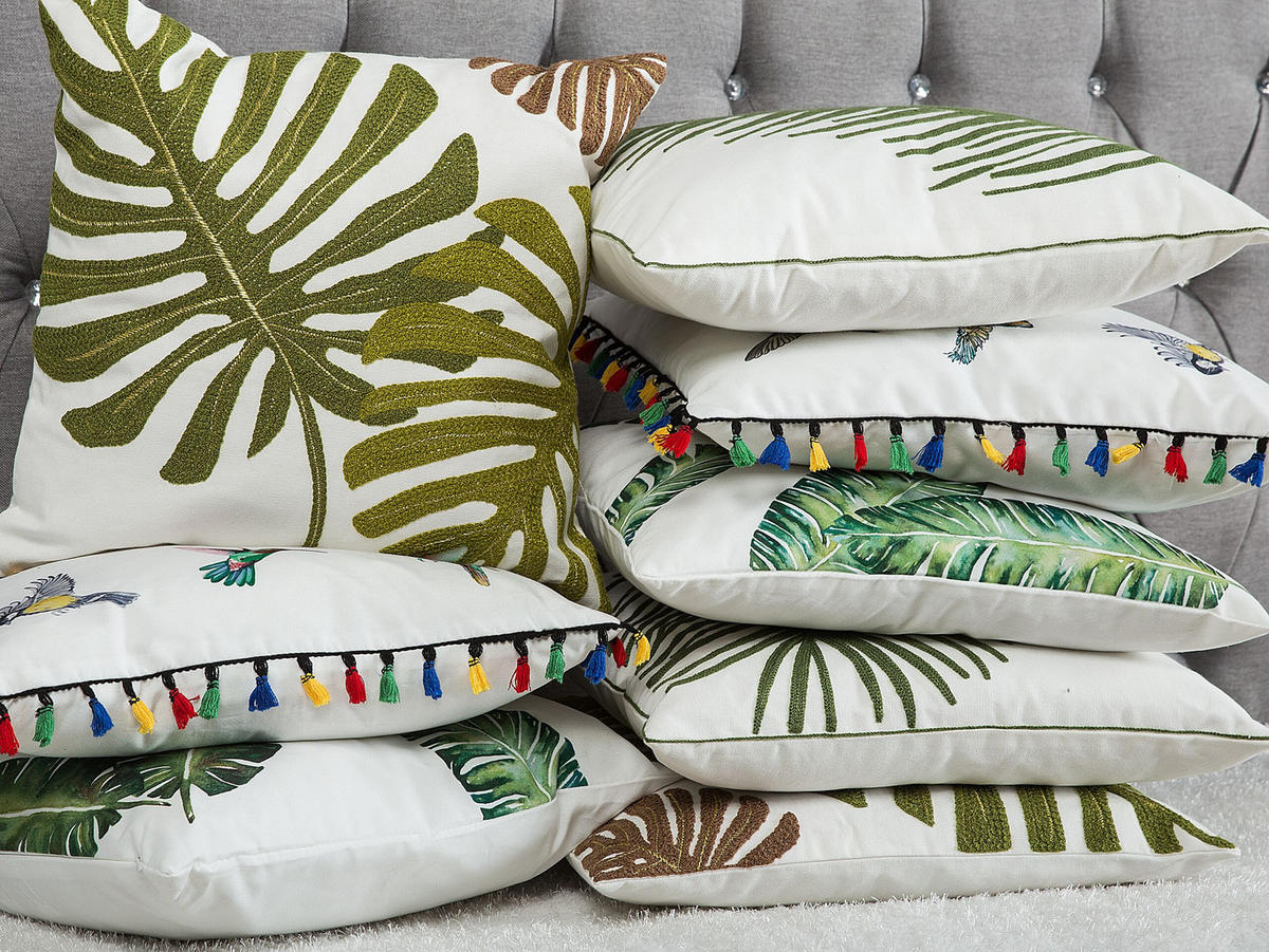 DEKOKISSEN 2er-Set Bunt 45/45 cm Mallow - Multicolor, Textil (45/45cm) - Beliani