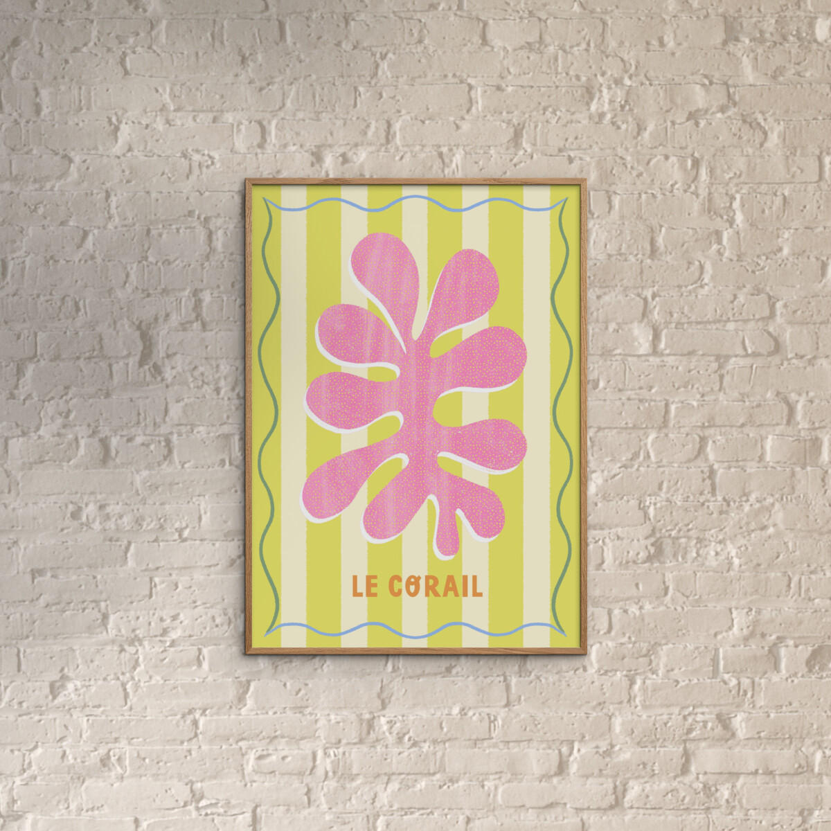 POSTER mit Rahmen Melissa Donne - Le Corail Lemon/Cream - Eichefarben/Multicolor, Holz/Papier (70/100cm) - Poster&Frame