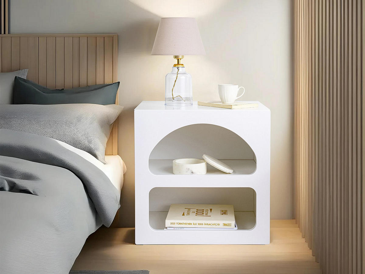 NACHTTISCH mit Stauraum - Weiß - LUELA - Weiß, Holz (50/50/40cm) - Vente-Unique