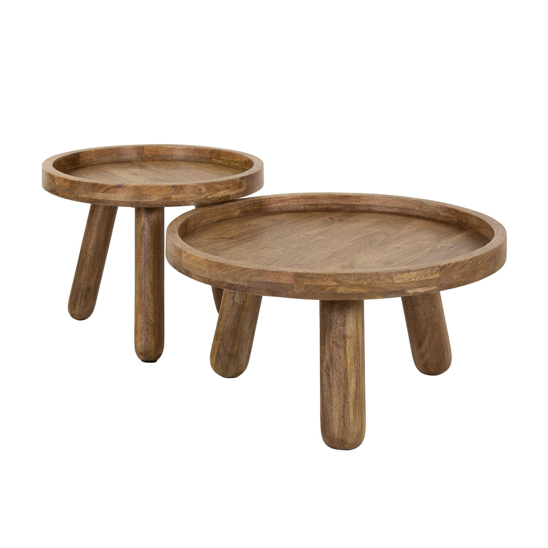 COUCHTISCH Dreibein Beige 80/80/40 cm 2er-Set - Beige, Holz (80/80/40cm) - Hoyz Collection