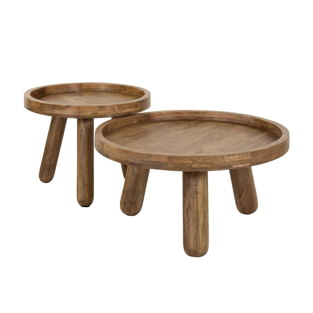 COUCHTISCH Dreibein Beige 80/80/40 cm 2er-Set - Beige, Holz (80/80/40cm) - Hoyz Collection