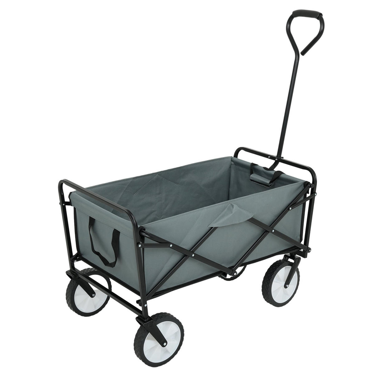 CĂRUCIOR DIN LEMN TIP VAGON, se poate strânge, cu capacitate de încărcare de 110 kg - gri, material textil (50/59/50cm) - RAUMHIRSCH FURNITURE