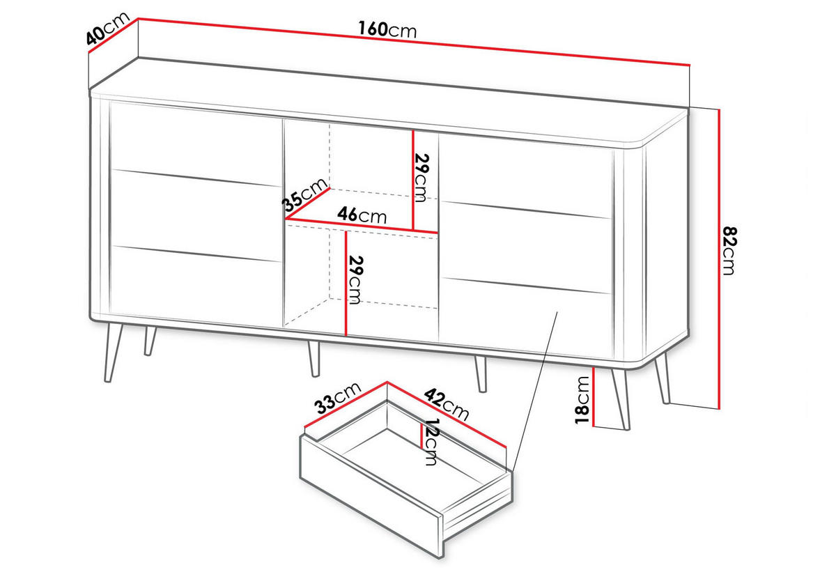 KOMMODE Marly Kaschmir / Walnuss 160 / 40 / 82cm - Kaschmir/Beige, Holz/Holzwerkstoff (160/82/40cm) - Feldmann-Wohnen