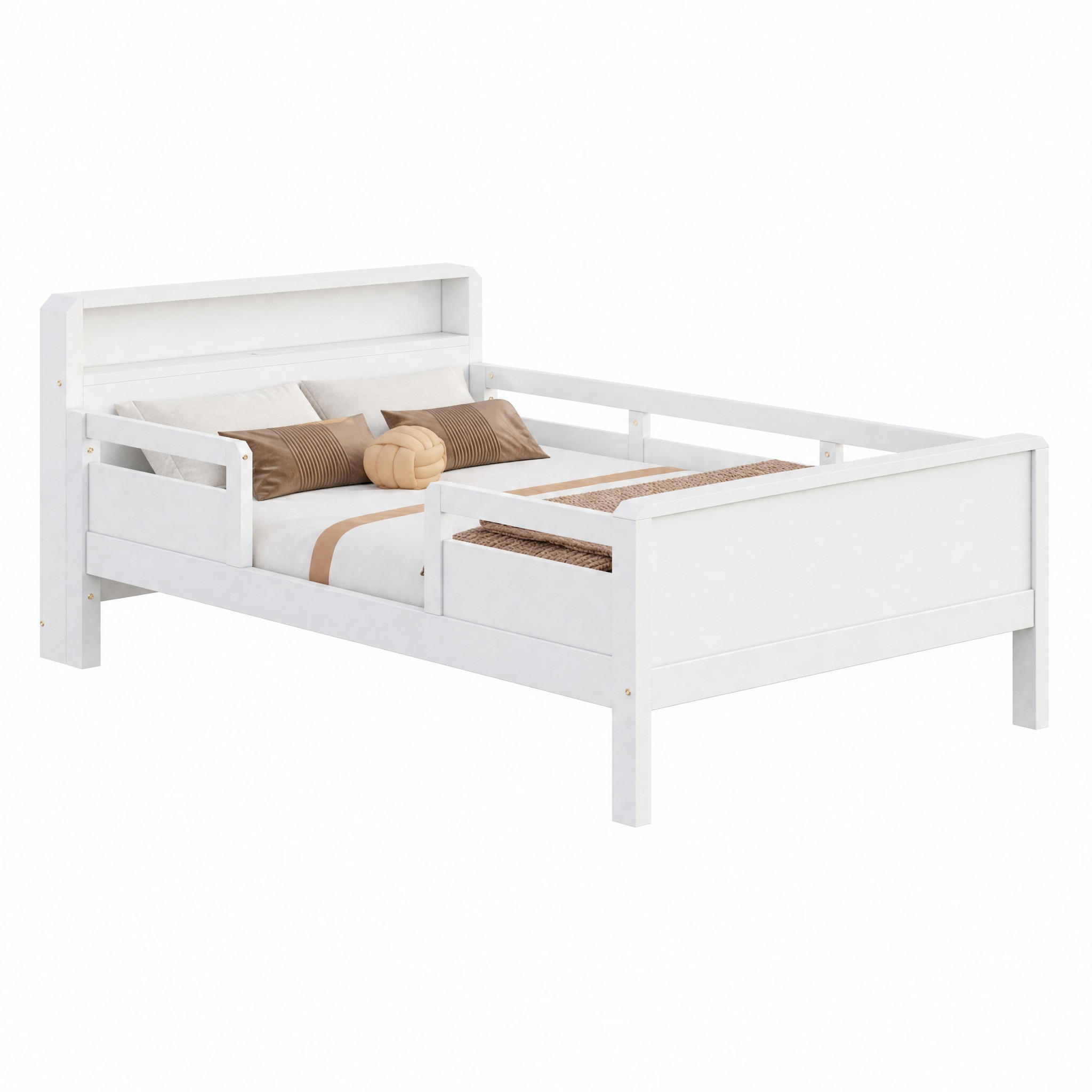 KINDERBETT mit Stauraum und LED 90x200 cm Kiefernholz Weiß - Weiß, Holz (90/200cm) - Meubliv
