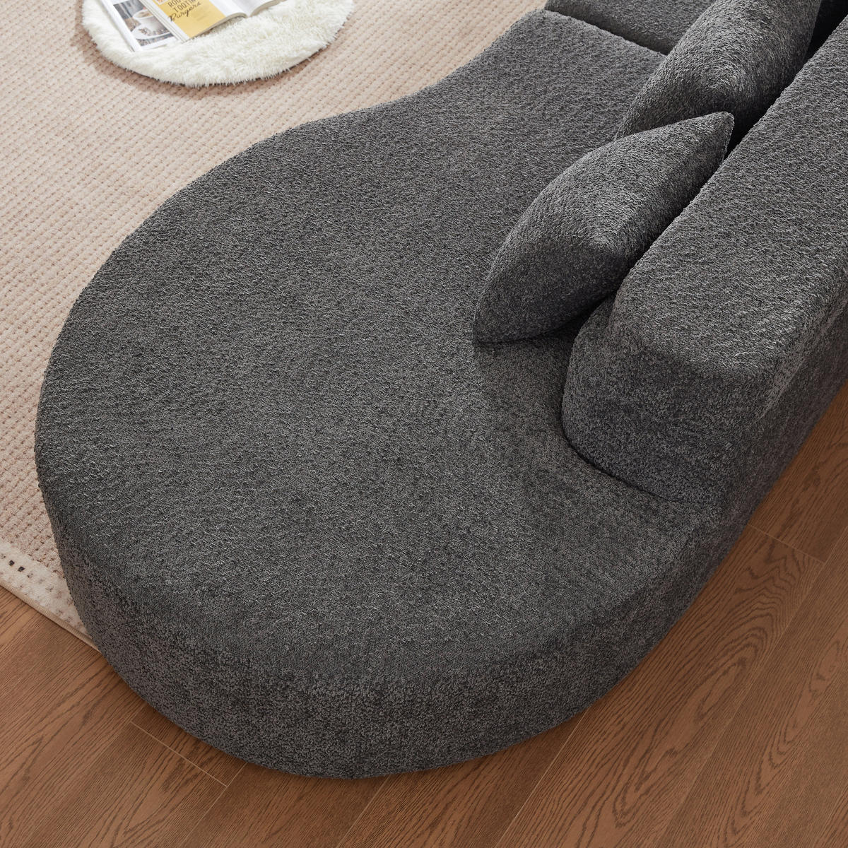 4-SITZER SOFA Chenille Grau Modulares 2-teiliges Design - Grau, Textil (310/65/110cm) - WISHDOR