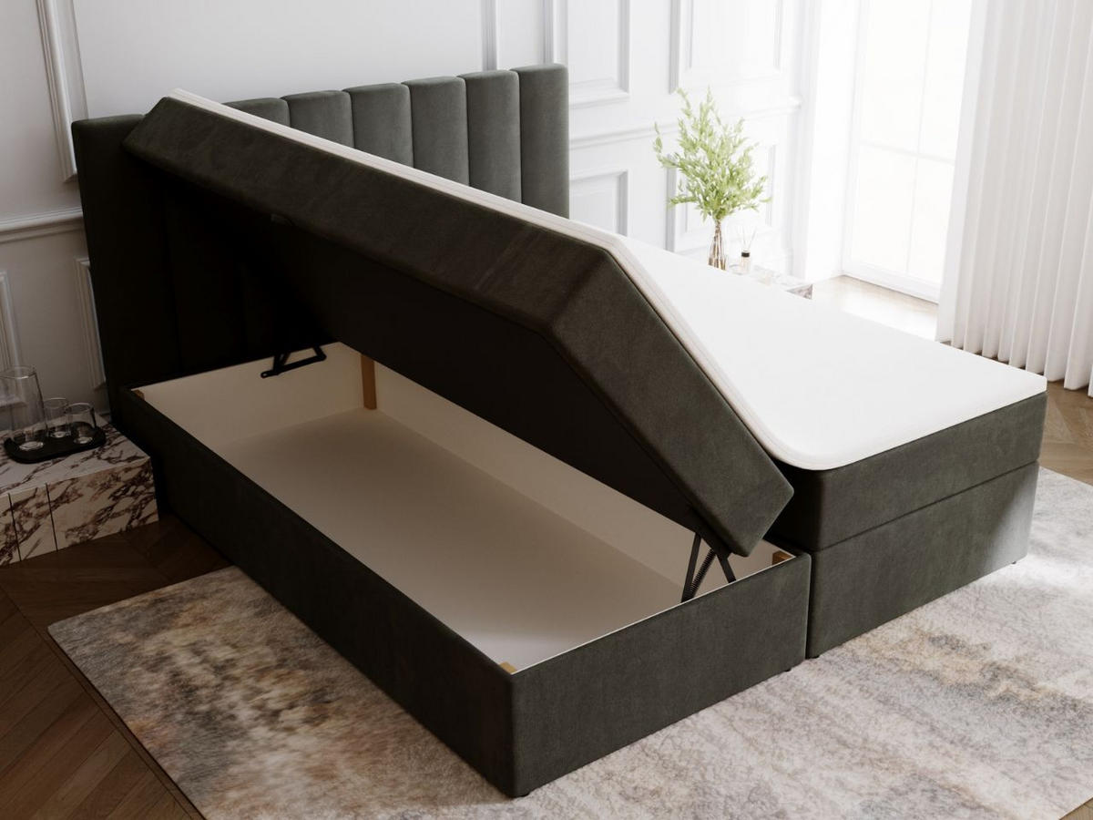 BOXBETT Mocca 200x200 Dunkelgrau - Dunkelgrau, Holz/Textil (200/200cm) - Graingold