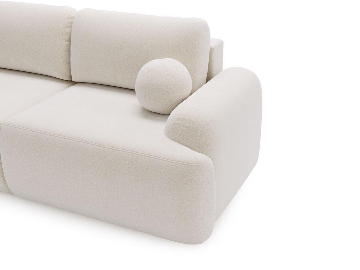 SOFA 260/106/81 Aurio Bouclé-Stoff Creme - Creme, Kunststoff/Textil (260/81/106cm) - Graingold
