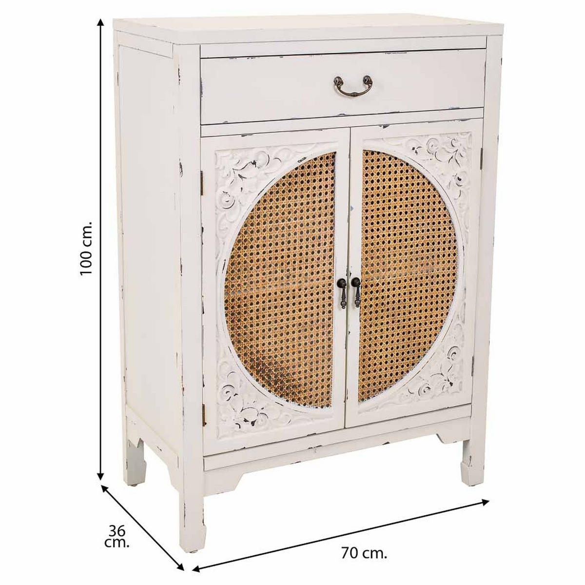 ANRICHTE aus Holz 70x36x100 Cm - Weiß, Holzwerkstoff (36/70/100cm) - Wanderlust