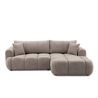 ECKSOFA CALM L Rechts mit Schlaffunktion 140x215 Webstoff beige - Beige/Schwarz, Holz/Kunststoff (151/261cm) - Muffo