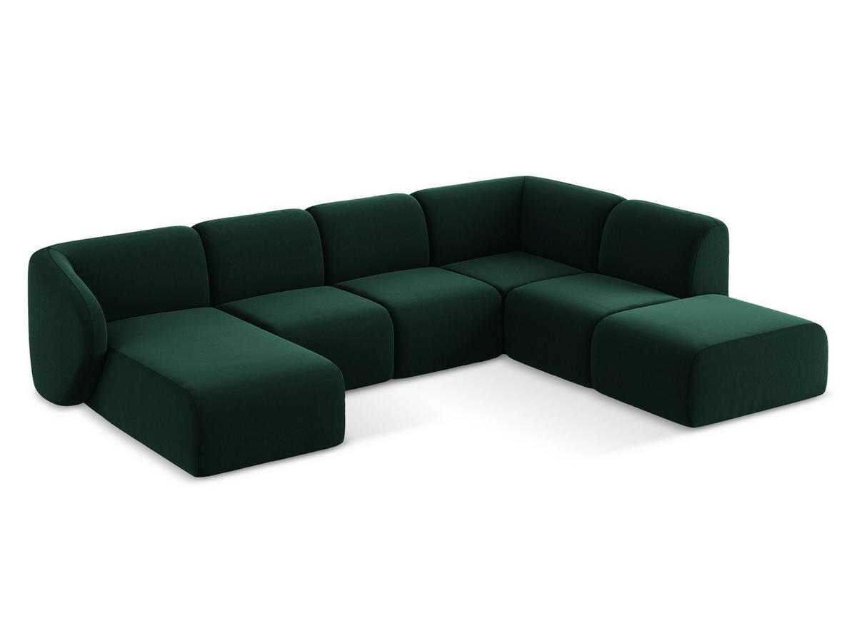 ECKSOFA Links Chenille Stoff Weiß - Schwarz/Weiß, Holzwerkstoff/Kunststoff (248/166cm) - Makamii