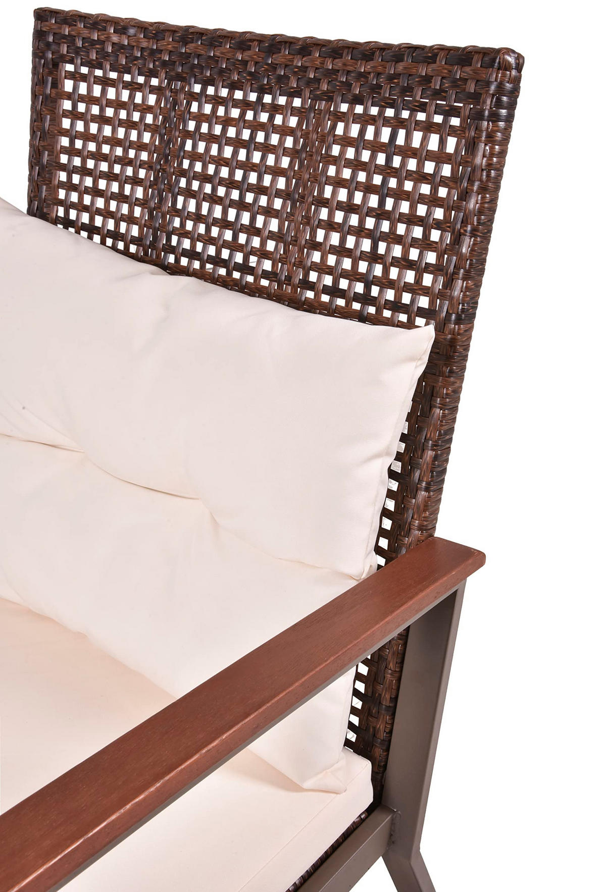 OUTDOOR-SCHAUKELSTUHL Mainz mit Beistelltisch Dunkelbraun Gartenstuhl - Dunkelbraun, Holz (45/45/45cm) - DELUKE