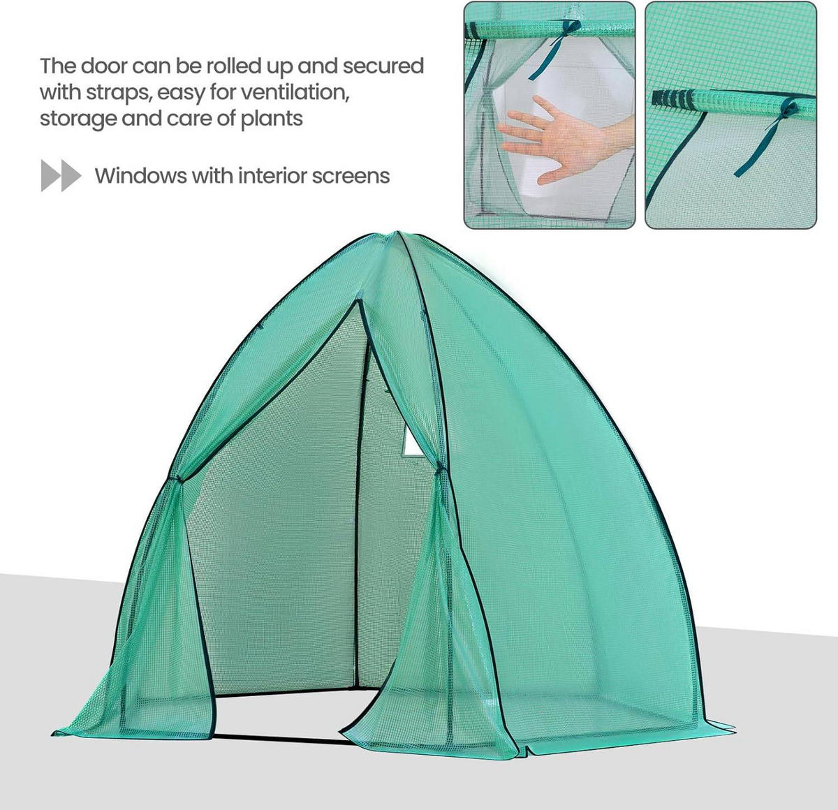 FOLIENGEWÄCHSHAUS, PE-halbdurchsichtiges Tomatengewächshaus - Grün, Textil/Metall (240/200/200cm) - Woltu