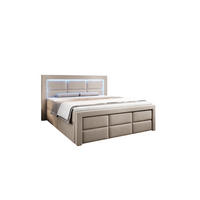 BOXSPRINGBETT Aspen mit Schubladen und Topper, LED-Beleuchtung, Samt, 180x200 cm, Beige - Beige, Holz - PROMETO Möbel
