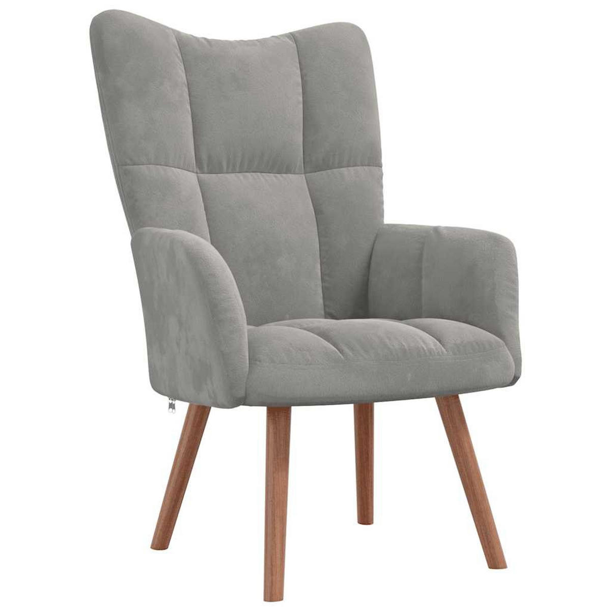 SESSEL mit Hocker, Holzbeine 61,5/69/95,5 cm aus Samt Hellgrau - Hellgrau/Braun, Holz/Textil (61.5/95.5/69cm) - vidaXL