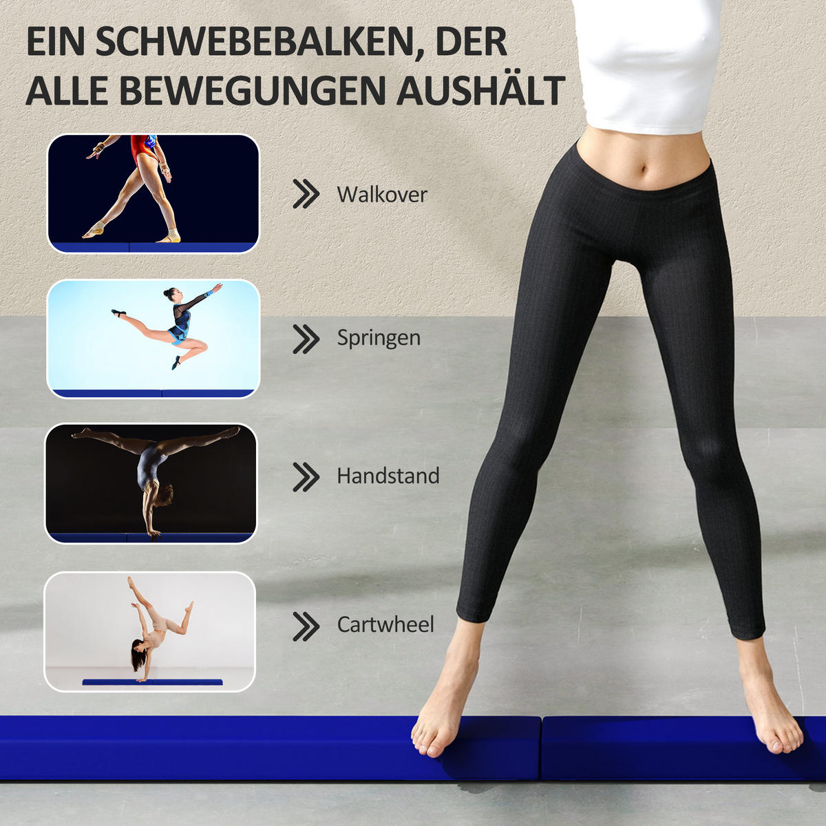 SCHWEBEBALKEN Karina Blau faltbar 2.4 m - Blau, Kunststoff (236/15/6.5cm) - Jamb