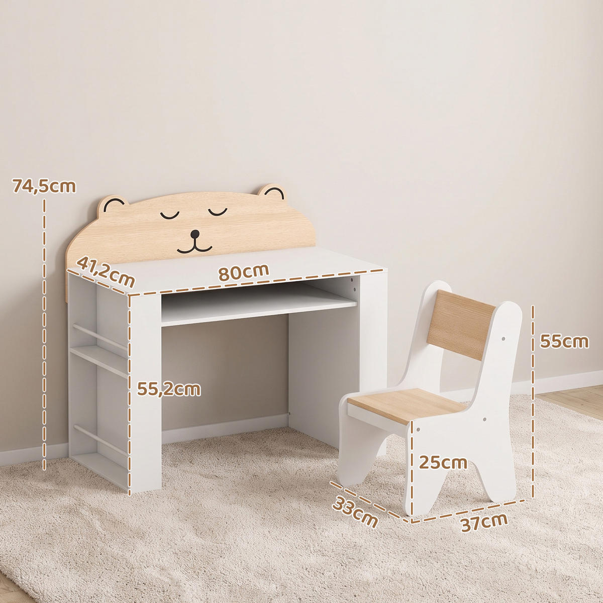 KINDERSITZGRUPPE 2er Set Spanplatte MDF Weiß - Weiß, Holzwerkstoff (41.2/74.5/80cm) - AIYAPLAY