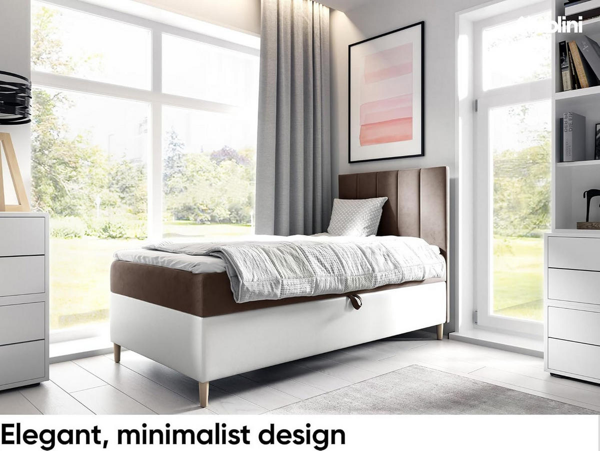 KINDERBETT MAYA 1 - Braun/Weiß, Holzwerkstoff (82/208cm) - Meblini