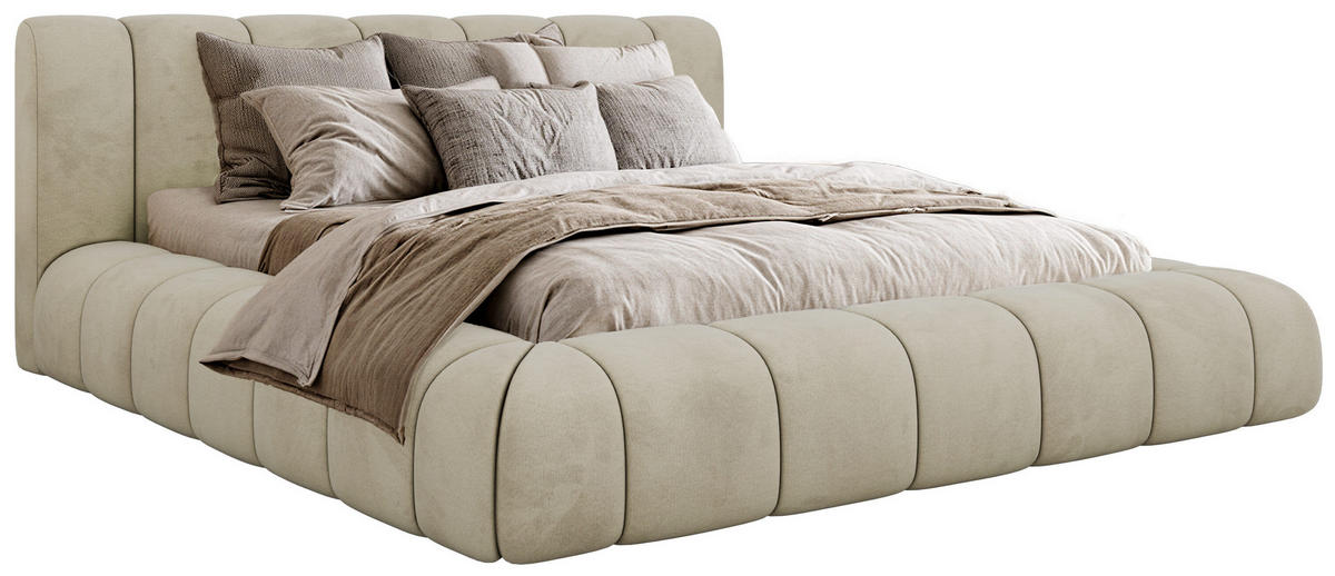 POLSTERBETT NUBEA CLASSIC 180/200 - Beige Velvet - ohne Matratze - Beige, Textil (180/200cm) - MKS