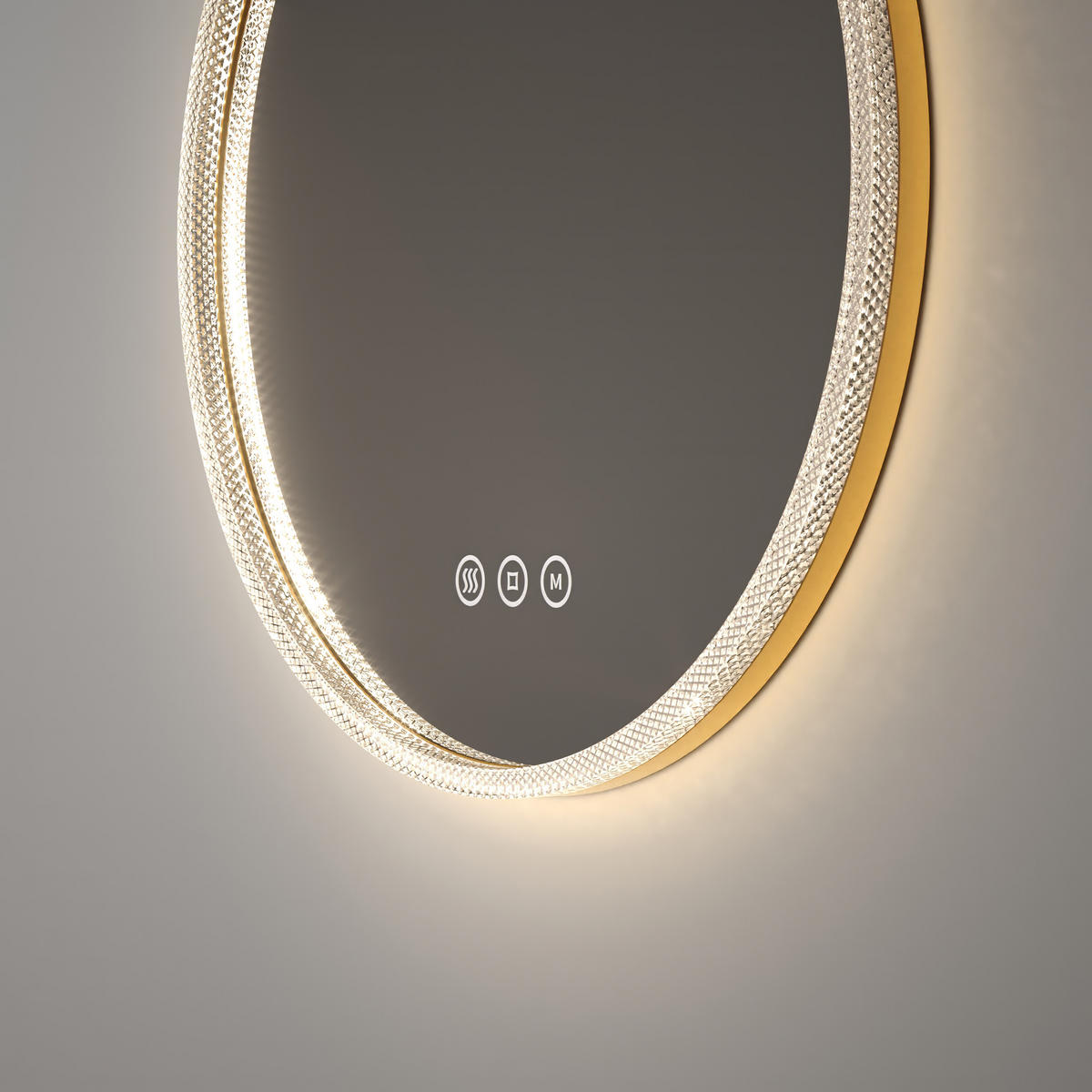 BADSPIEGEL Runder mit Beleuchtung Gold ф60 cm - Goldfarben, Glas (60/4.3/60cm) - EMKE