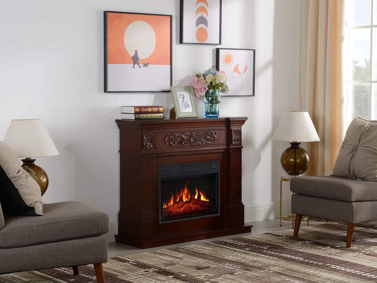 ELEKTROKAMIN Toscana AF23S Rotbraun – Breite 107 cm, 3D-Flammeneffekt, LED-Beleuchtung, Heizfunktion - Braun, Glas/Holzwerkstoff (106.6/92.5/37cm) - ArtiFlame