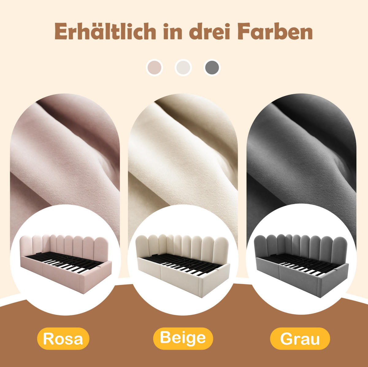POLSTERBETT 90/190 cm Grau aus Samt mit Stauraum - Grau, Textil (90/190cm) - OKMYHOME
