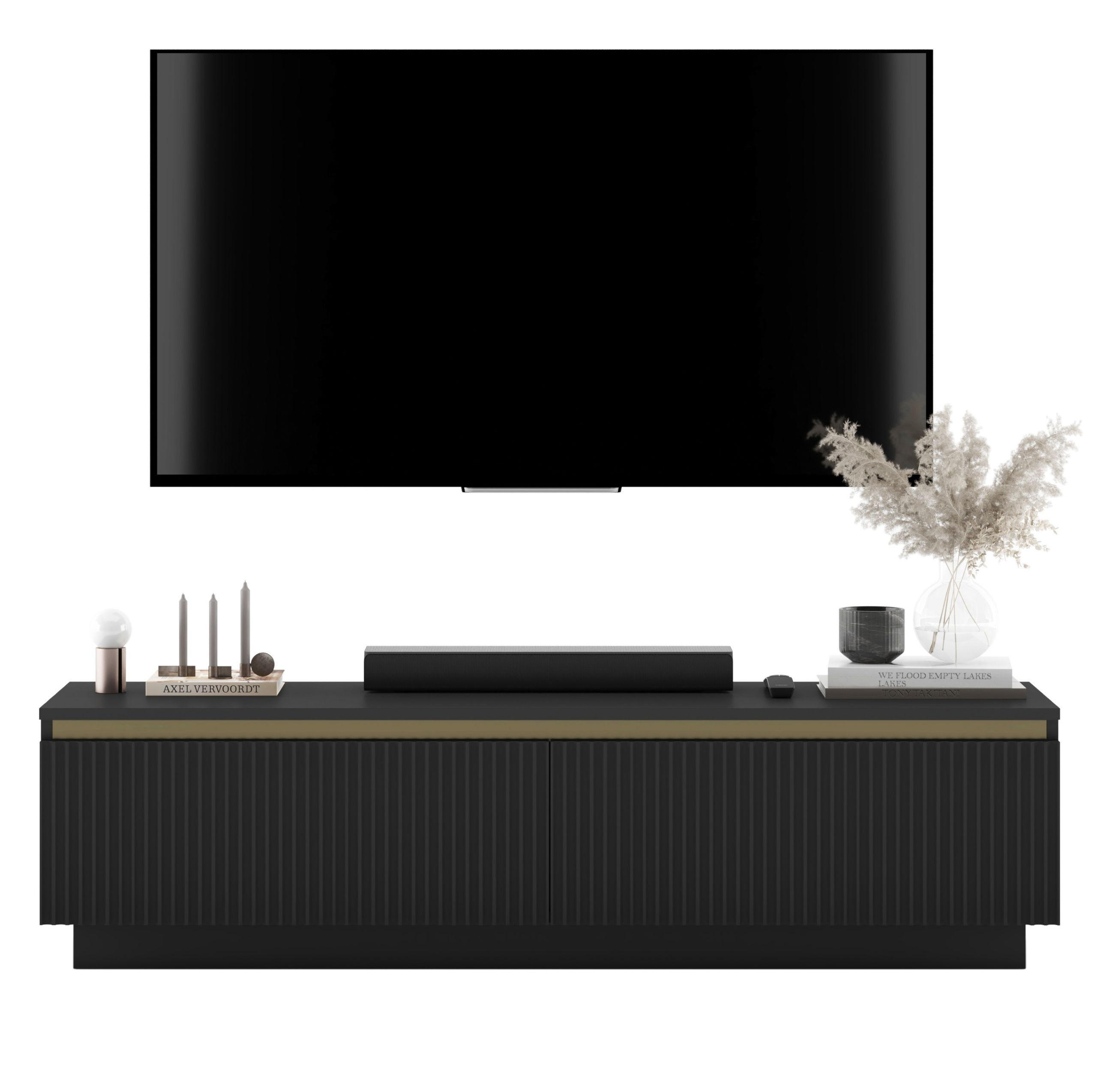 TV-SCHRANK Selene Schwarz matt 140 cm Glamour - Schwarz, Holzwerkstoff (140/37/35cm) - Meble Lindner