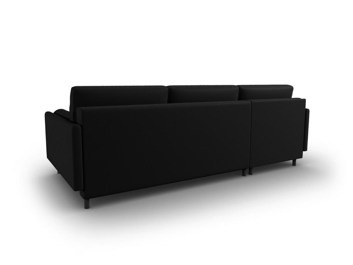AUSKLAPPBARES-ECKSOFA links mit Container Scott aus strukturiertem Stoff schwarz 5 Sitzplätze - Schwarz, Textil (142/212cm) - Micadoni