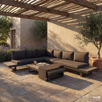 LOUNGEGRUPPE - 4-teilig - Aluminium / Webstoff - Anthrazit, Kunststoff/Textil - home24