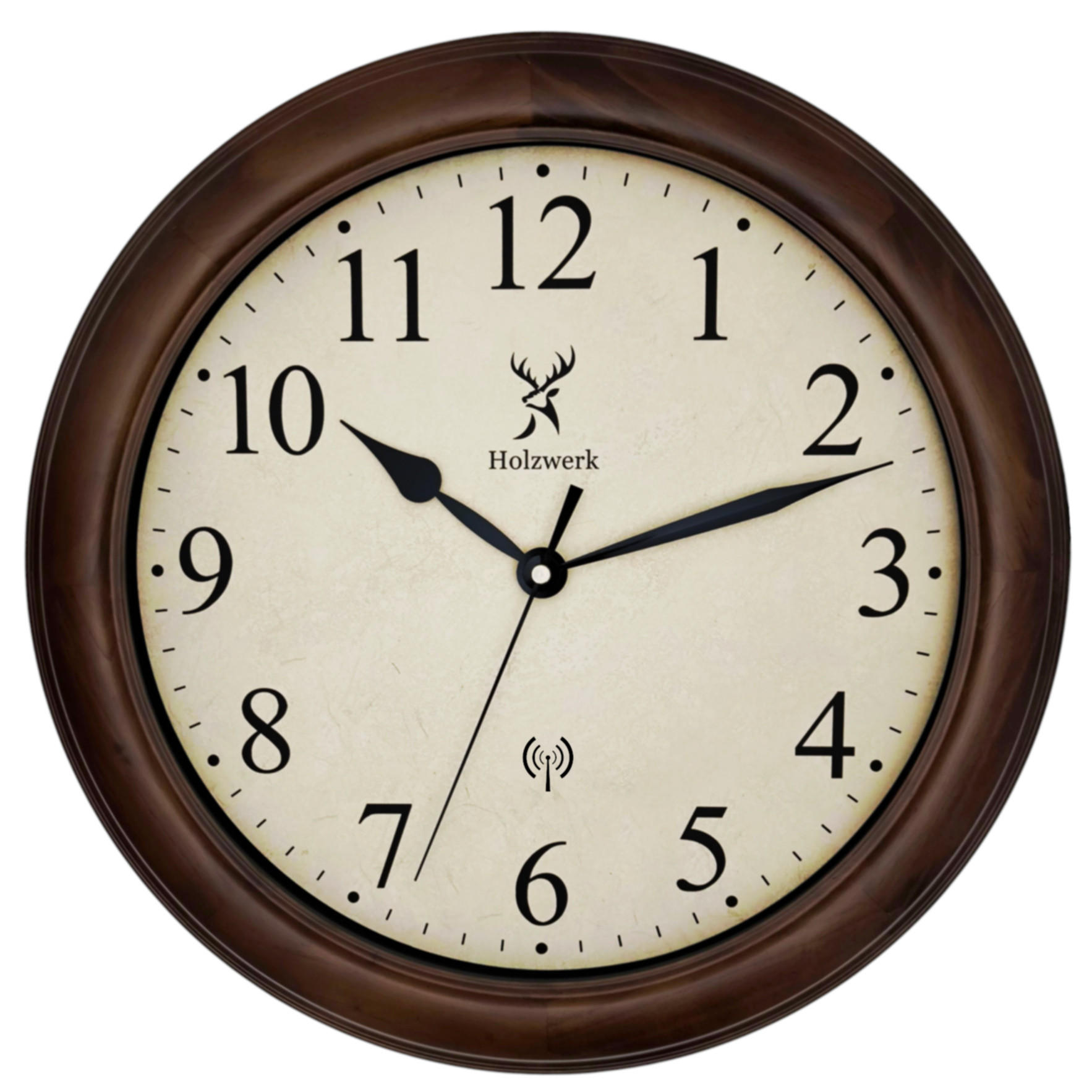 WANDUHR Holz Retro Vintage RADEBURG (FUNK) Loft Wand Uhr - Braun, Glas/Holz (35/35/5.5cm) - Holzwerk