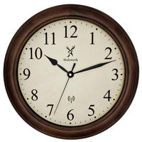 WANDUHR Holz Retro Vintage RADEBURG (FUNK) Loft Wand Uhr - Braun, Glas/Holz (35/35/5.5cm) - Holzwerk