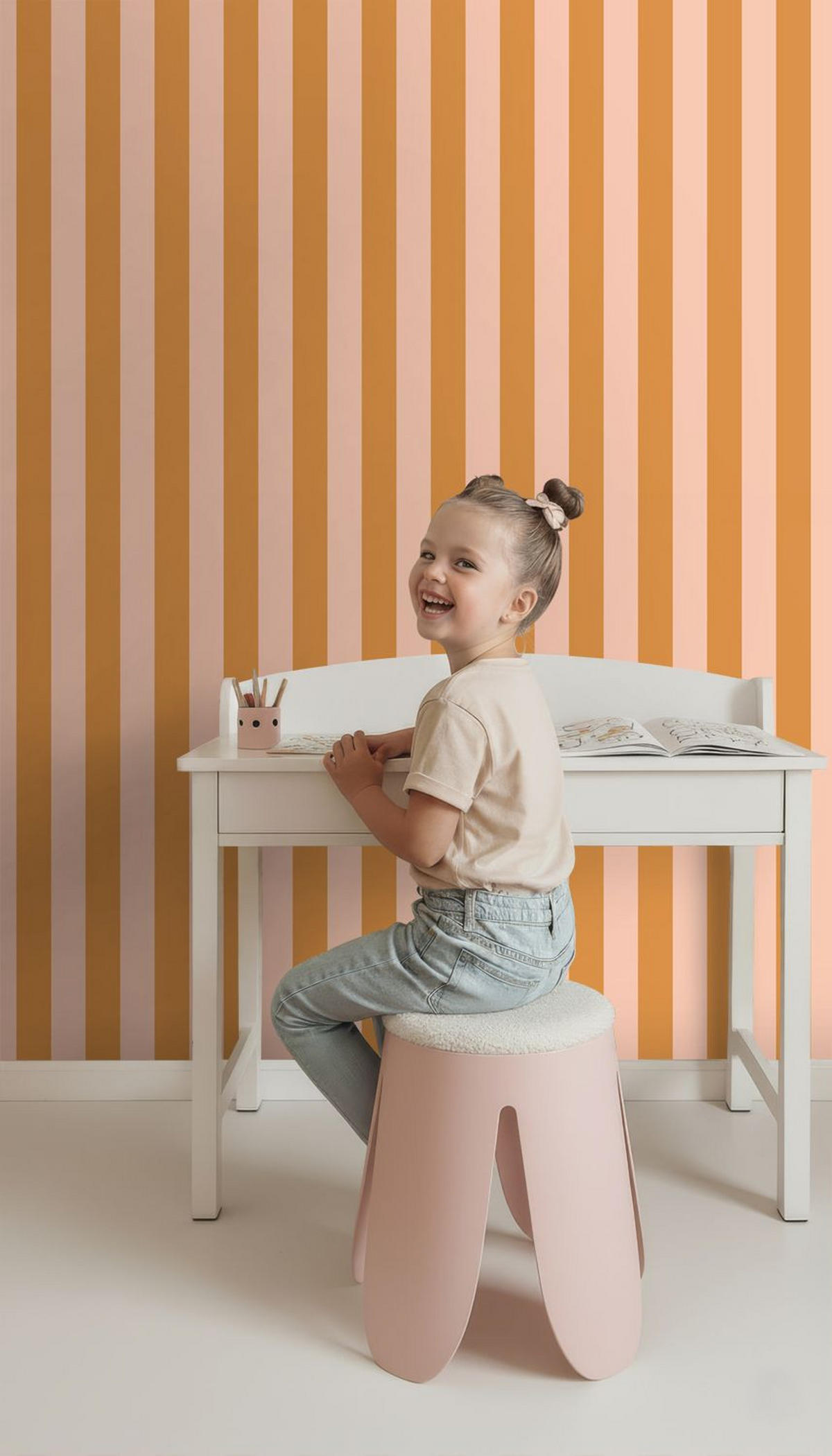 TAPETE Streifenmuster 50 x 900 cm - Orange, Papier (50/900cm) - ESTAhome
