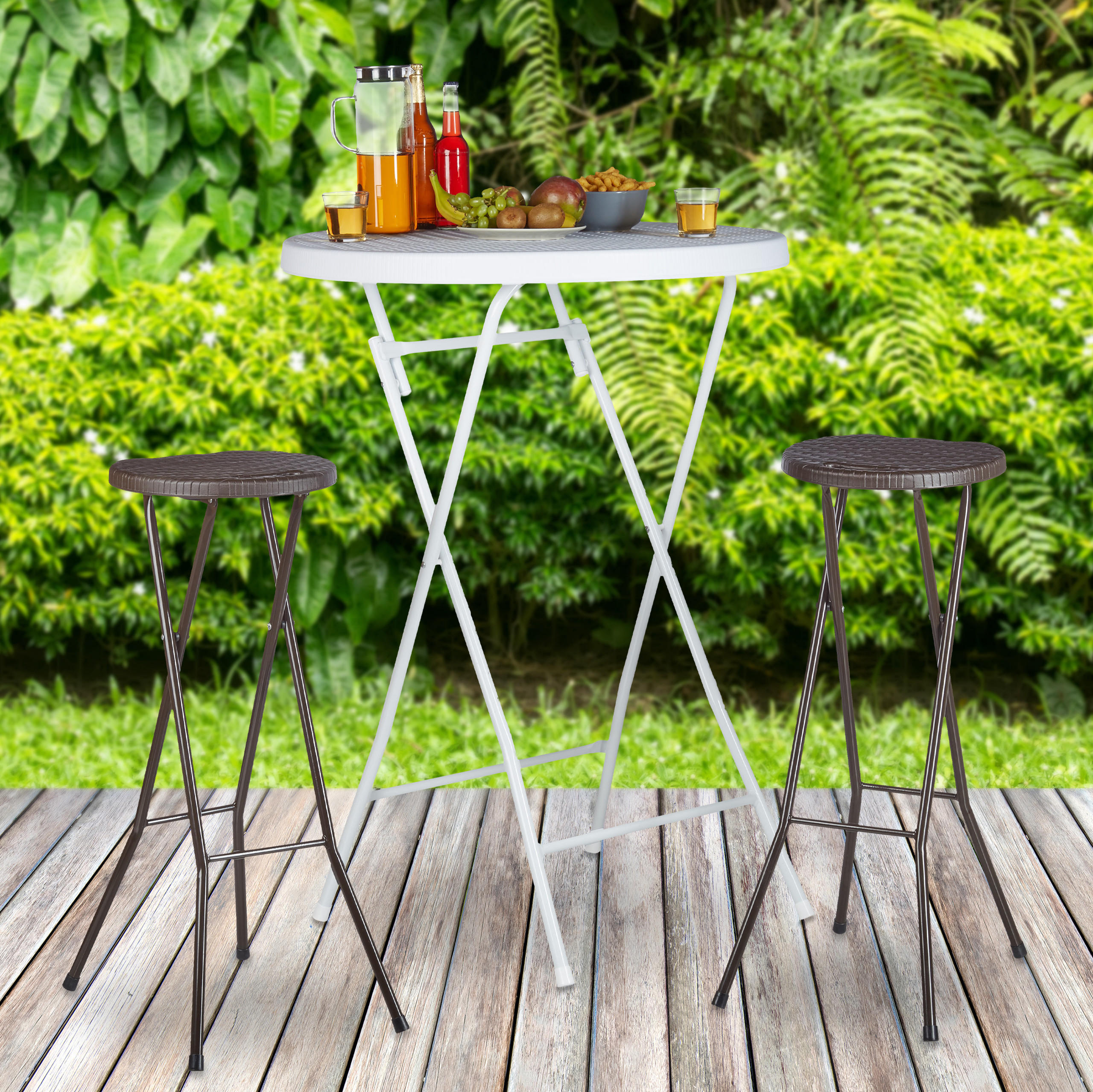 BARHOCKER - Dunkelbraun, Kunststoff/Metall (32.5/80/29cm) - Relaxdays