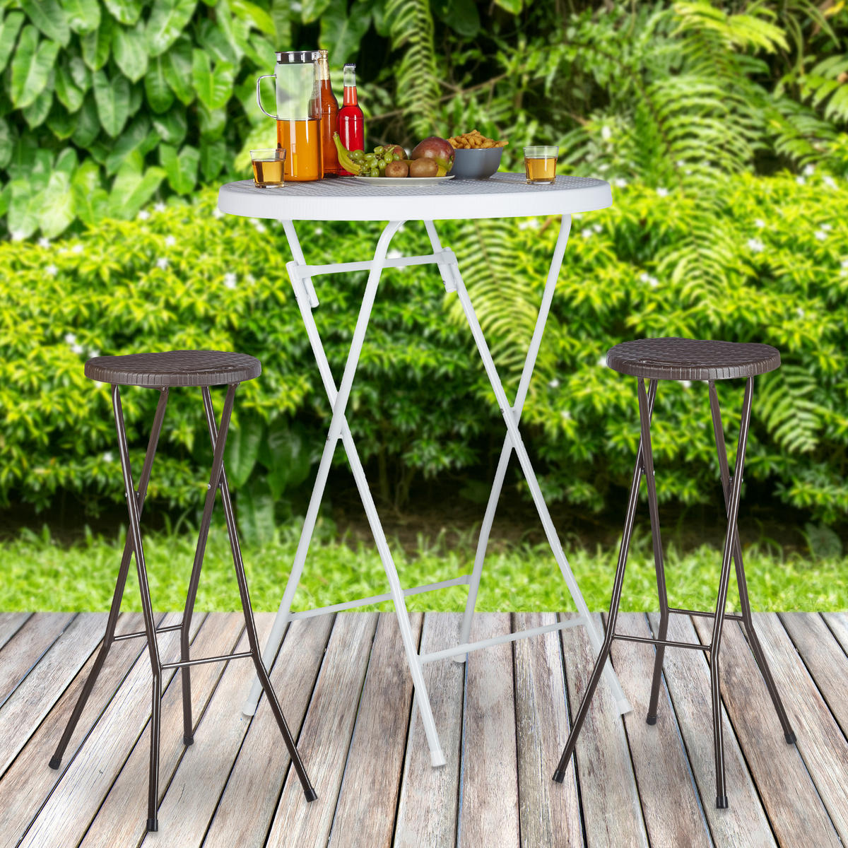 BARHOCKER - Dunkelbraun, Kunststoff/Metall (32.5/80/29cm) - Relaxdays