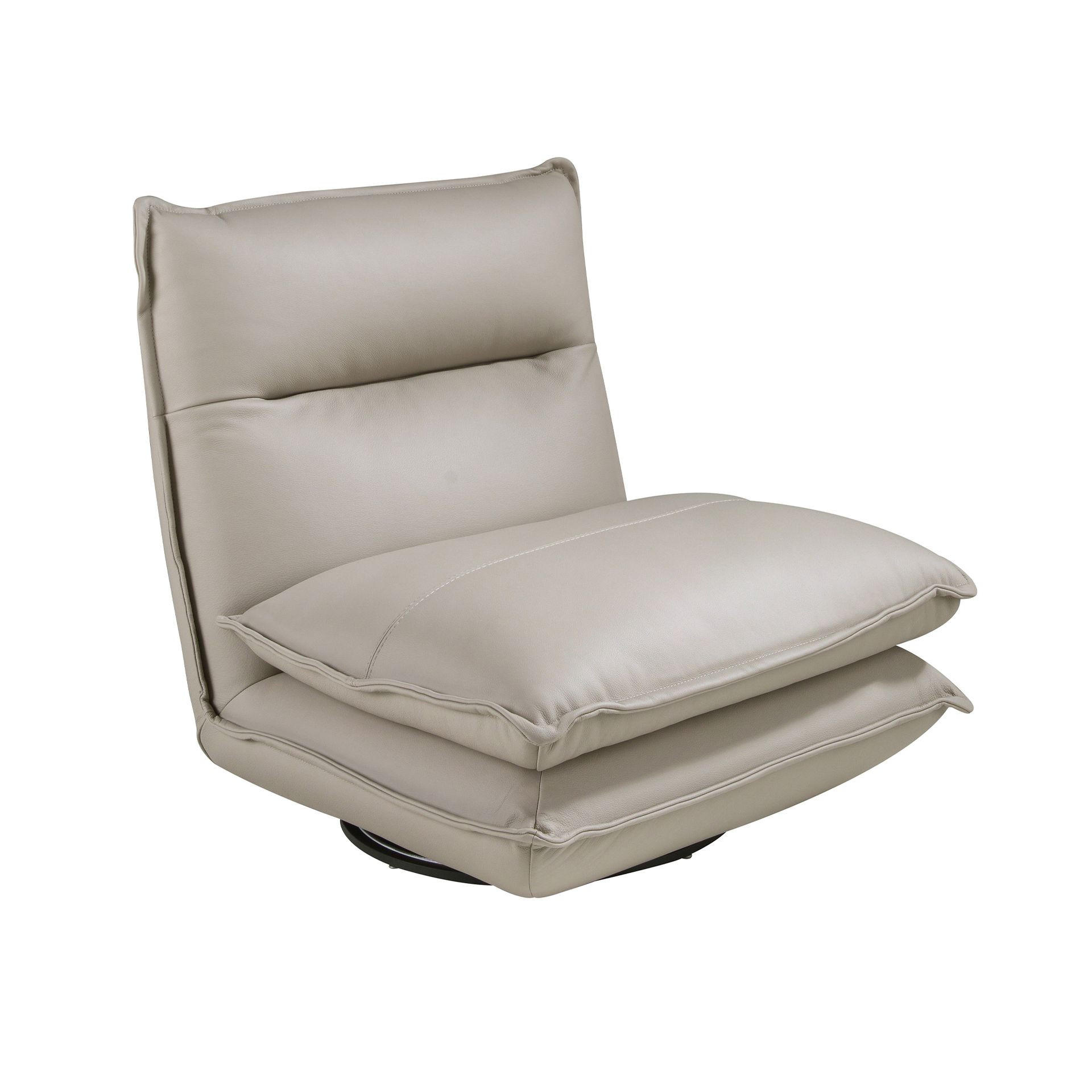 DREHSESSEL Modell 5244, taupegraues Rindsleder, schwarzer Edelstahl - Taupe/Greige, Leder/Metall (88/93/93cm) - ANGEL CERDA