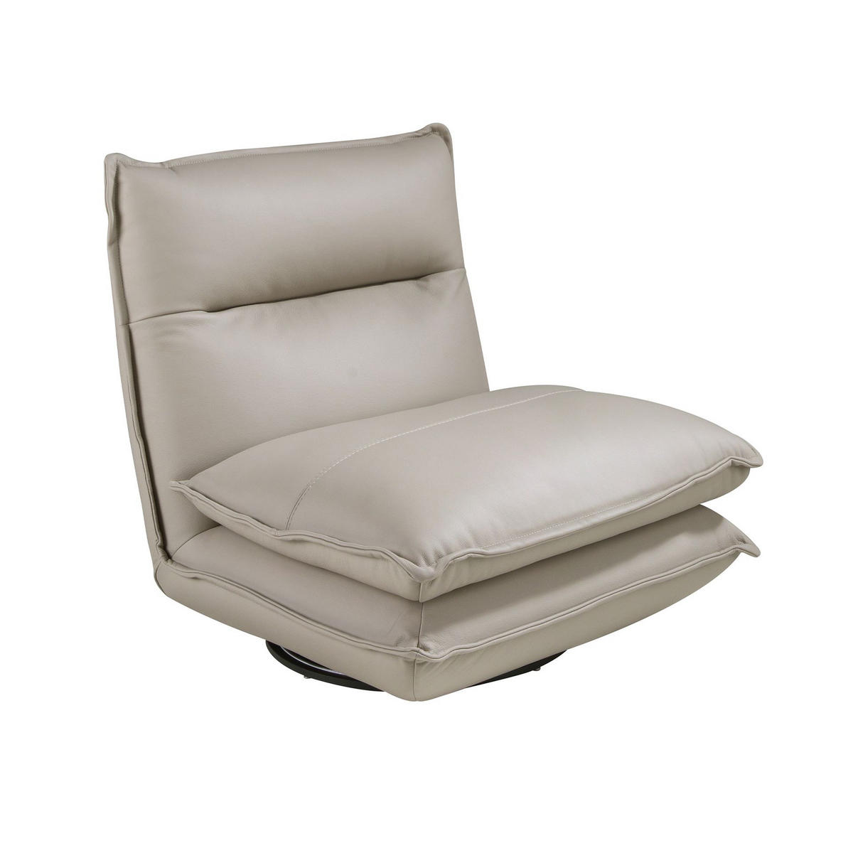 DREHSESSEL aus taupegrauem Leder - Taupe/Graubraun, Leder/Metall (88/93/93cm) - ANGEL CERDA